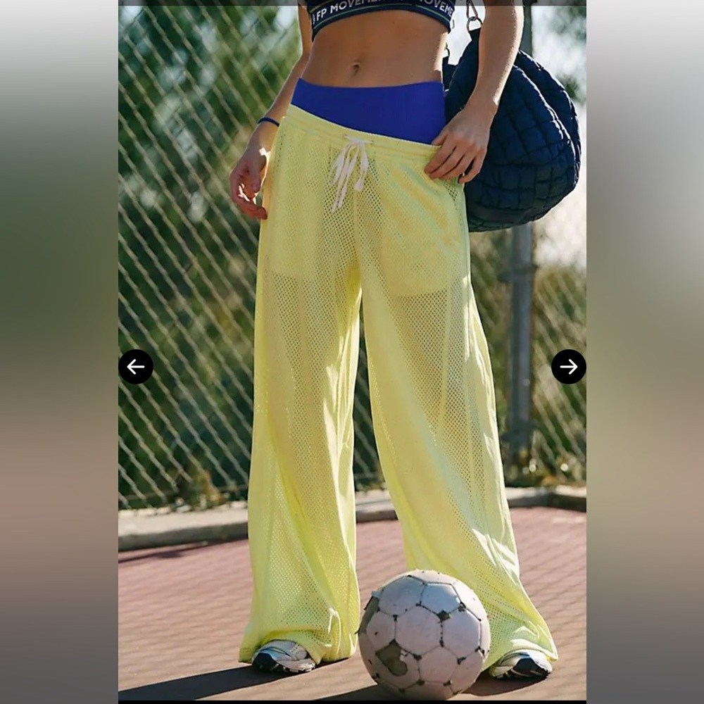 FREE PEOPLE  Overtime Mesh Pants - Sour Citrus